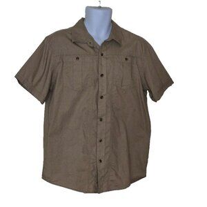 Magellan Outdoors Shirt Men's Short Sleeve Button Up Adventure Gear khaki size M